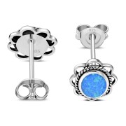 Synthetic Opal Oval Stud Earrings - e362